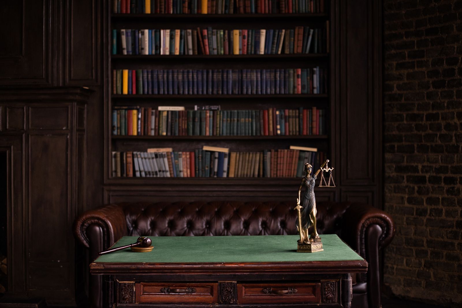 Ranked shelves of bound law reports in a panelled library.